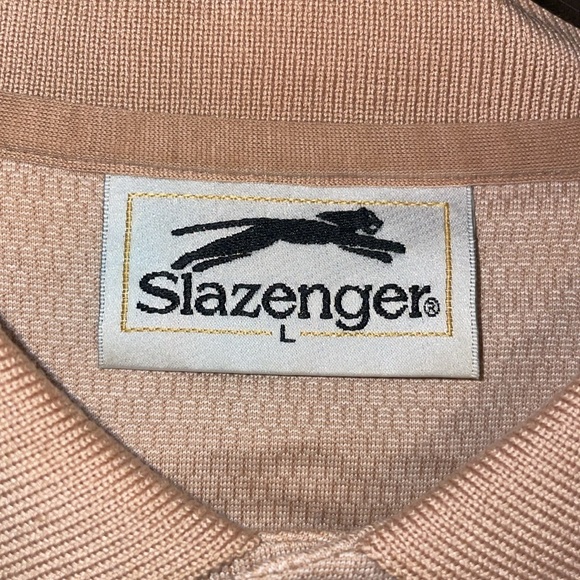 •SLAZENGER•NWOT TAN 3-BUTTON POLO COLLAR LONG SLEEVE SHIRT SIZE LARGE. - Picture 5 of 9